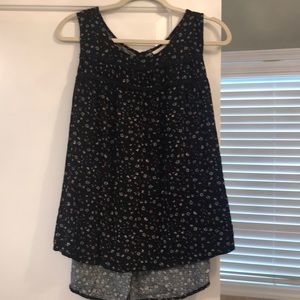Sweet black floral sleeveless top